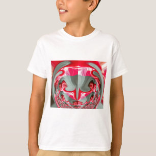 T-shirt beau motif géométrique gris cendré rouge design AR