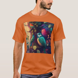 T-shirt Beau Oiseaux colorés Illustration OEuvre d'art 6 g