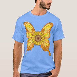 T-shirt Beau Papillon Jaune jardinier de fleurs Hippie