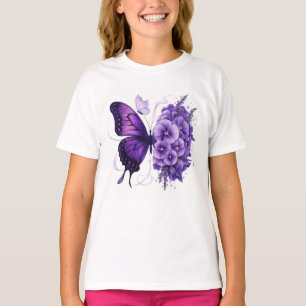 T-shirt beau papillon violet mignon