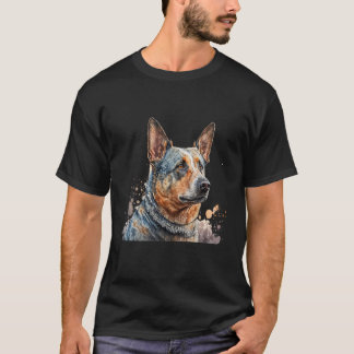 T-shirt Beau portrait de chien de bétail australien à l'aq