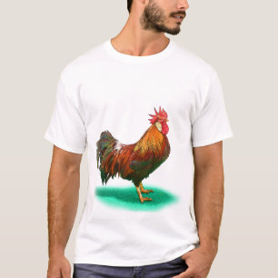 T-shirt Beau poulet coq avec queue colorée