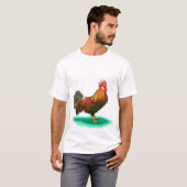 T-shirt Beau poulet coq avec queue colorée (Devant entier)