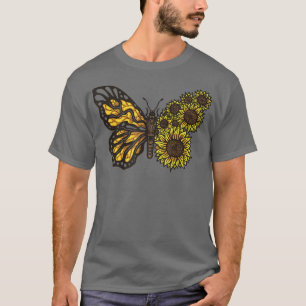 T-shirt Beau Printemps Thématique Monarque Papillon Sunflo
