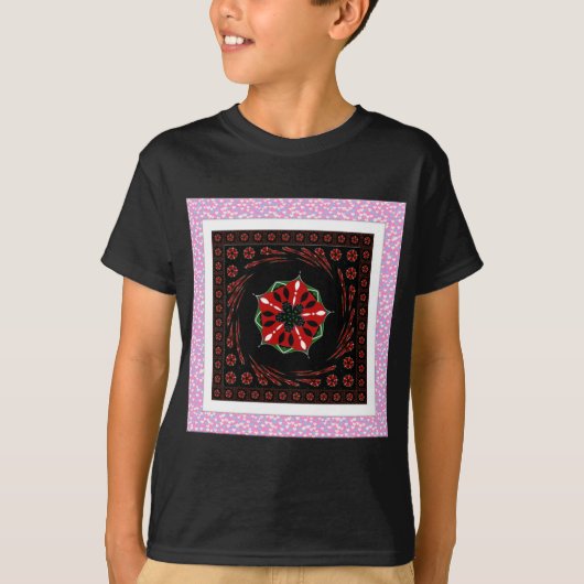 T-shirt Beau rose Bleu Blanc Coeurs d'amour Design (Devant)