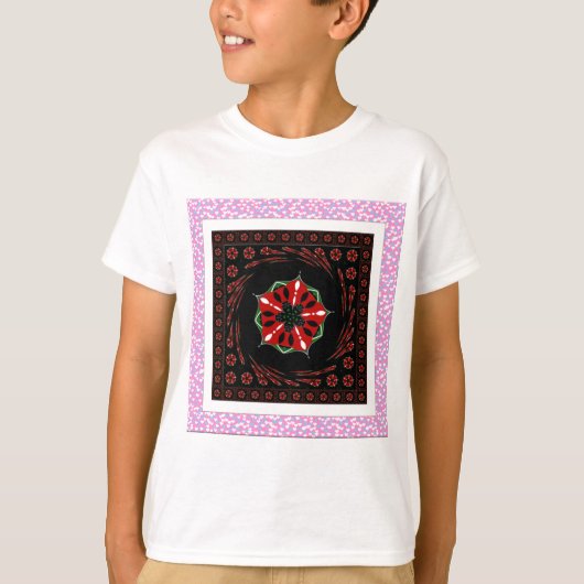 T-shirt Beau rose Bleu Blanc Coeurs d'amour Design (Devant)