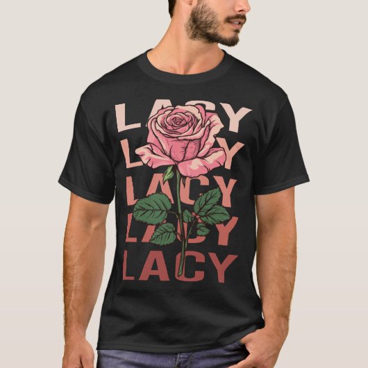 T-shirt Beau Rose - Nom de la dentelle (Devant)
