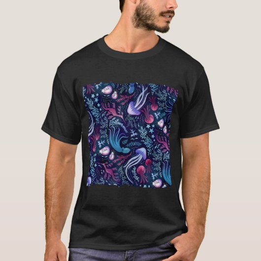 T-shirt Beauté de l'océan rose et violet (Devant)