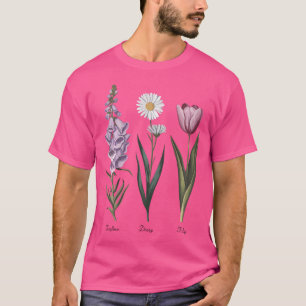 T-shirt Beauté Fleurale Botanique Digitale Foxglove Daisy 