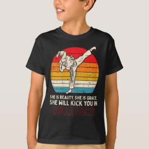 T-shirt Beauté Grace Te Te Te Te Tirer Face Girl Karate Ta