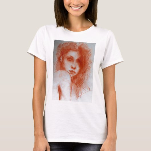 T-shirt BEAUTÉ ROMANTIQUE / Portrait de femme en Sepia Bro (Devant)