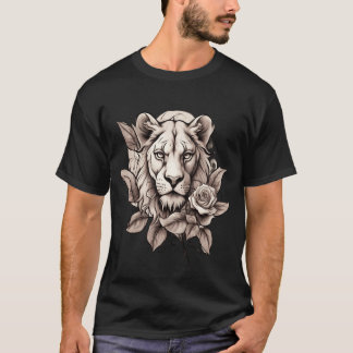 T-shirt Beauté sauvage : Lioness Rose Tattoo Design