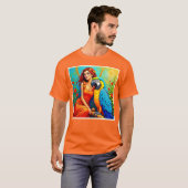 T-shirt Beauté tropicale et design de perroquets bleus (Devant entier)