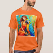T-shirt Beauté tropicale et design de perroquets bleus (Devant)