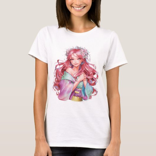 T-shirt beautiful anime girl sticker (Devant)