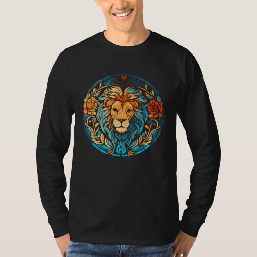 T-shirt Beautiful Artistic Stained Glass Style Lion (Devant)