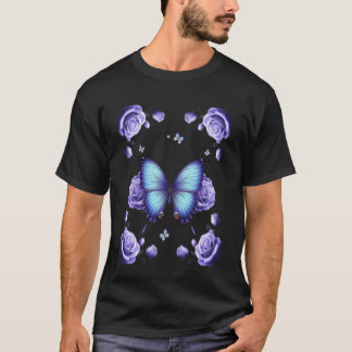 T-shirt Beautiful Butterfly Rose Purple Butterfly Flowers 