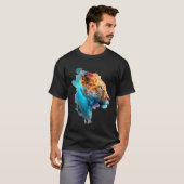 T-shirt Beautiful colourful lion in blue smoke (Devant entier)