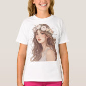 T-shirt Beautiful Floral Anime Girl – Soft Pastel Aesthe (Devant)