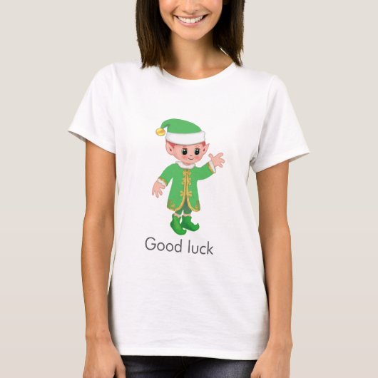 T-shirt Beautiful Funny Lucky Elf & Calligraphy (Devant)