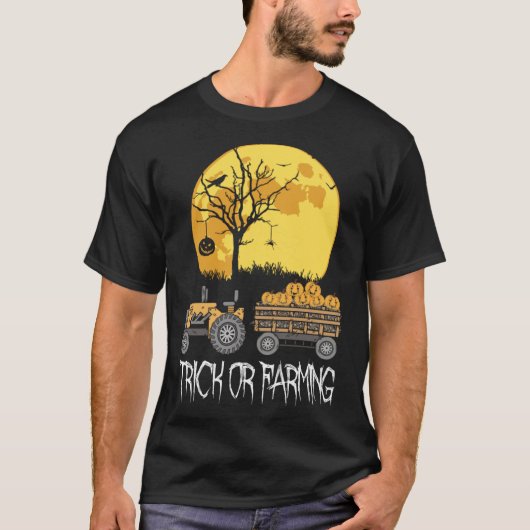 T-shirt Beautiful Halloween pumpkin Tractor Farming Farmer (Devant)