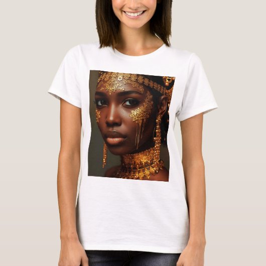 T-shirt Beautiful Nubian Goddess in Gold (Devant)