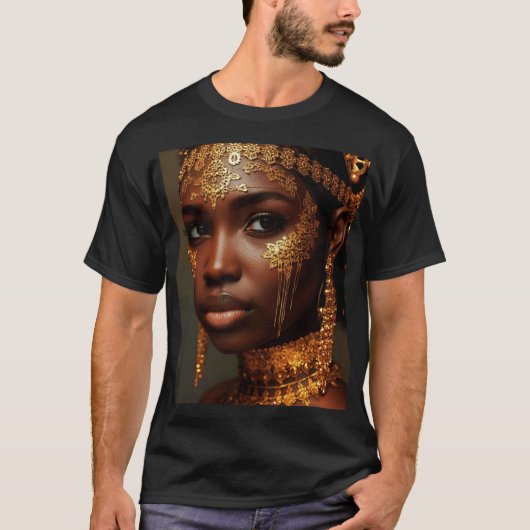 T-shirt Beautiful Nubian Goddess in Gold (Devant)