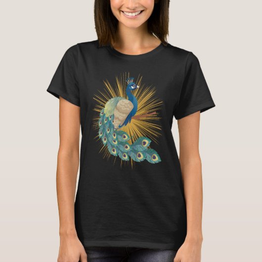 T-shirt Beautiful Peacock Delightful Cheerful Animal (Devant)