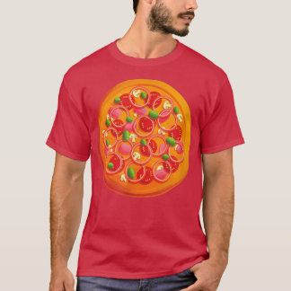 T-shirt Beautiful Pizza With Tomatoes And Mushrooms Circle