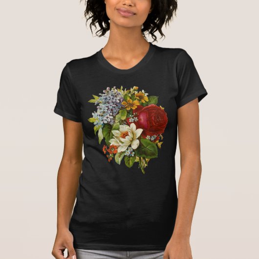 T-shirt Beautiful Romantic Summer Bouquet with Red Rose (Devant)
