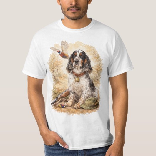 T-shirt Beautiful Setter with Pheasants , Art (Devant)