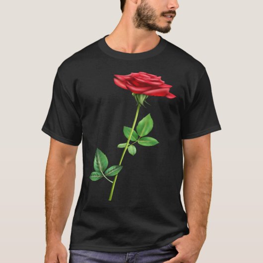 T-shirt Beautiful Single Red Rose Flower Love For Floral (Devant)