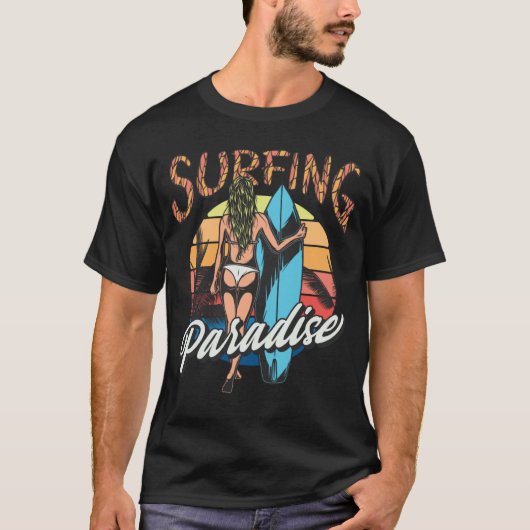 T-shirt Beautiful Surfing Surfboard Retro Graphic (Devant)