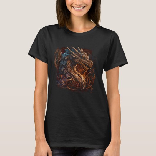 T-shirt Beautiful Vintage Dragon  Fantasy Cool Illustratio (Devant)
