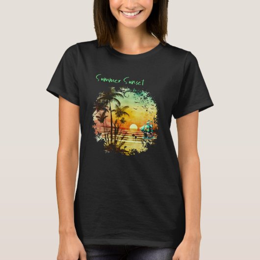 T-shirt Beautiful Vintage Island Sunset 1 (Devant)