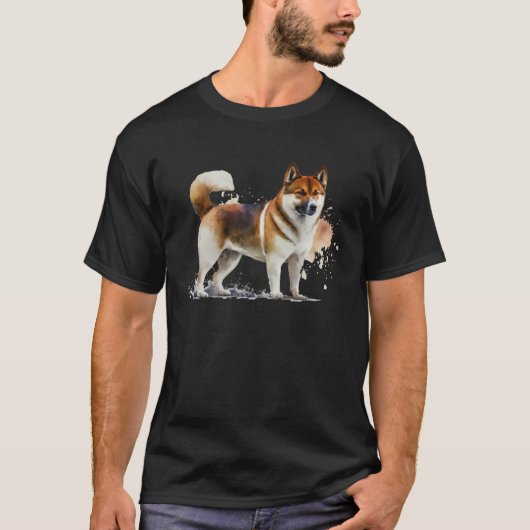 T-shirt Beautiful Watercolor Akita Portrait (Devant)