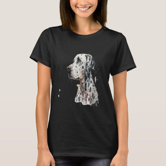T-shirt Beautiful Watercolor Dalmatian Portrait (Devant)