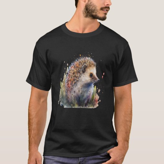 T-shirt Beautiful Watercolor Hedgehog Portrait (Devant)