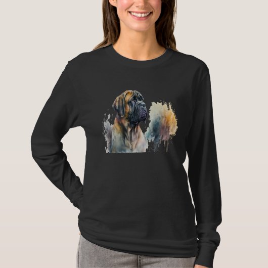 T-shirt Beautiful Watercolor Mastiff Portrait (Devant)