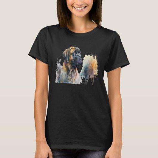 T-shirt Beautiful Watercolor Mastiff Portrait (Devant)