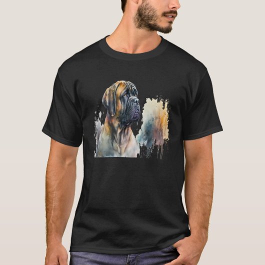 T-shirt Beautiful Watercolor Mastiff Portrait (Devant)