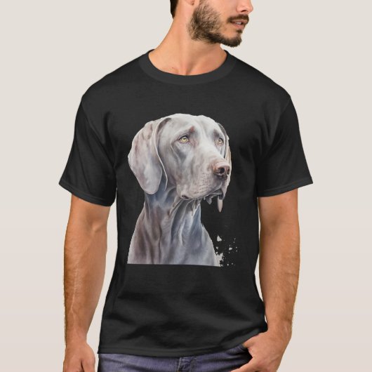 T-shirt Beautiful Watercolor Weimaraner Portrait (Devant)