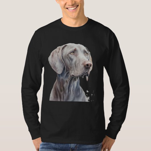T-shirt Beautiful Watercolor Weimaraner Portrait (Devant)