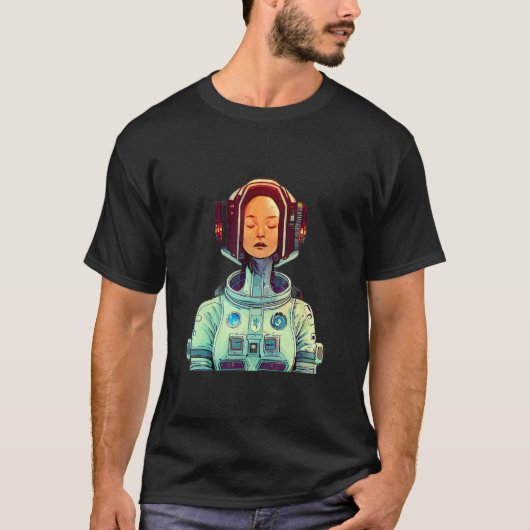 T-shirt Beautiful Woman In A Cyberpunk Space Suit Dreamy 1 (Devant)