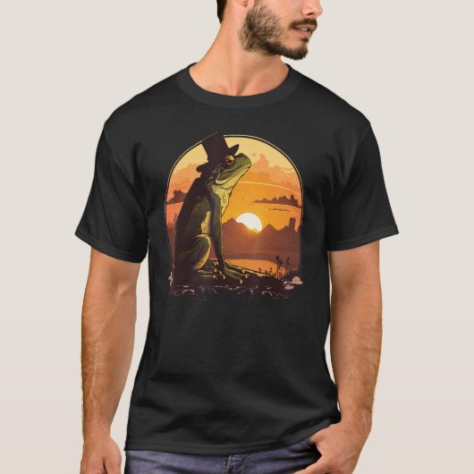 T-shirt Beautifull Frog Sunset on vintage Frog (Devant)