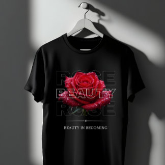 T-shirt Beauty In Becoming Vintage Red Rose Floral