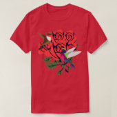 T-shirt Beaux colibris aux fleurs de roses rouges (Design devant)