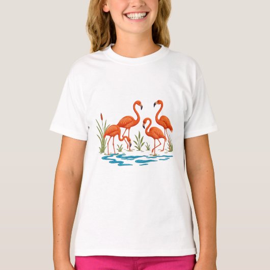 T-shirt Beaux flamants dans le lac  (Devant)