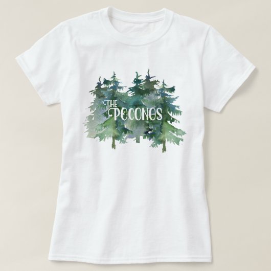 T-shirt Beaux pins d'aquarelle avec le Poconos (Design devant)