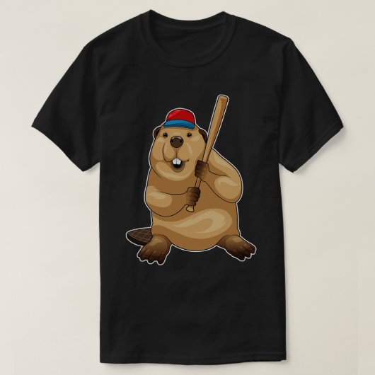 T-shirt Beaver Baseball bat Baseball (Design devant)